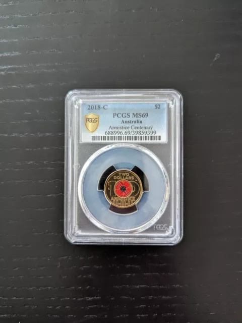 2018 $2 Armistice Centenary Poppy PCGS MS69 Mintmark-C graded unc coin