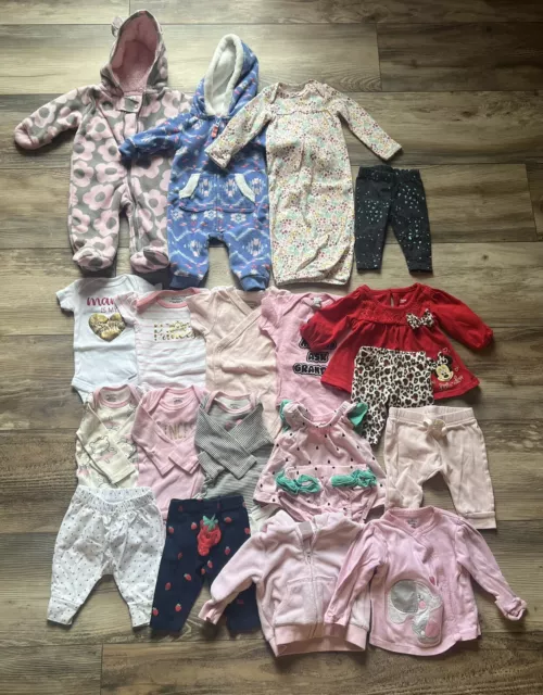 Newborn Baby Girl Clothes Bundle | 20 Pieces | Carter's, Gerber, Disney Baby