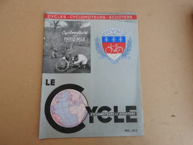 Revue LE CYCLE Cycliste Vélo Bike Old Course N°8 1953 Cyclomoteurs Paris Nice