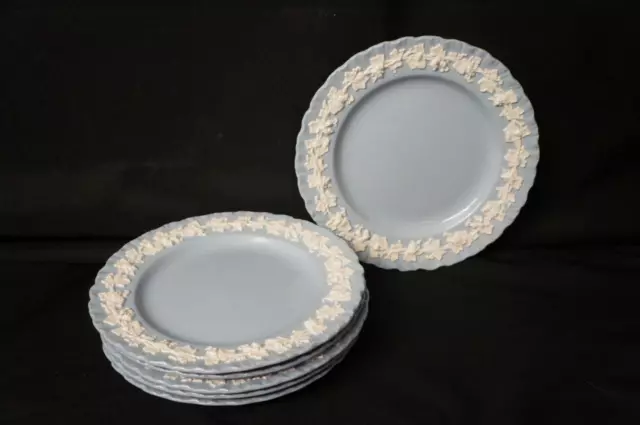 6 Wedgwood Queensware Shell Edge Cream on Lavender Salad Plates 8 1/8" Wide