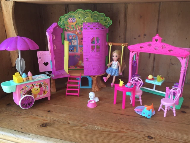 BARBIE CHELSEA TREE House Ice Cream Cart Swing Set Doll Bundle