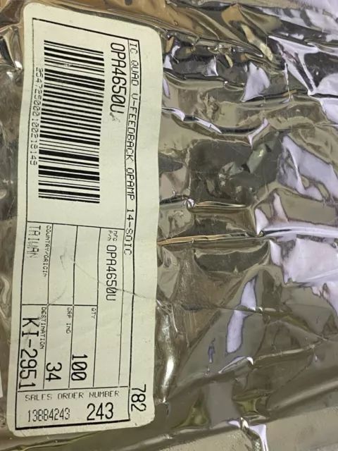 Lot X 91 OPA4650U Ic Quad V-Feedback Opamp 14-SOIC