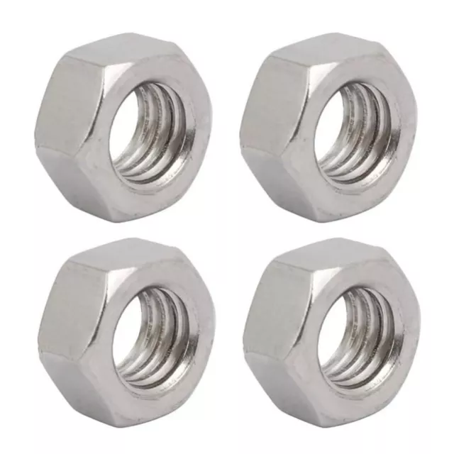 4PCS Silver Tone Hex Nuts 304 Stainless Steel UNC Nuts Hexagon Nut
