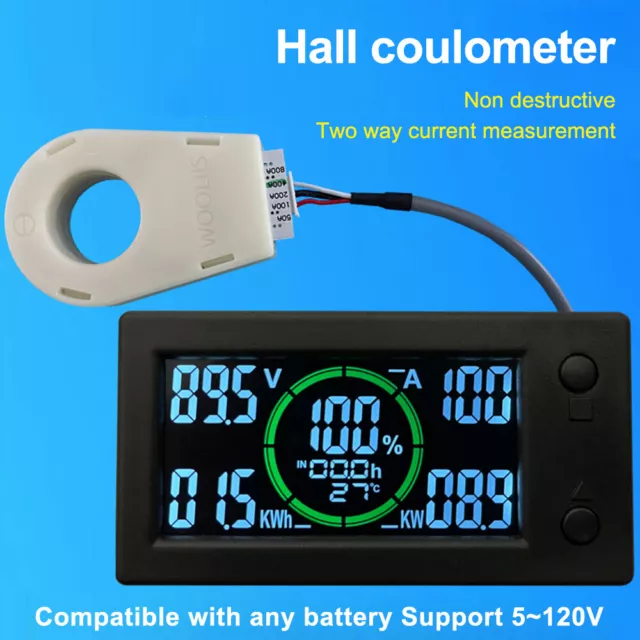 Bluetooth DC 0-300V Battery Monitor Hall Coulomb Tester AH Voltage Current Meter