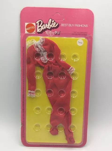 Vintage Barbie 1975 Best Buy Fashions #7203 Red One Piece Footed Tricot Pajamas