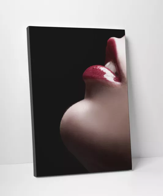 Leinwand-Bild "Sensual Lips", Erotik Lippen Lippenstift Frau Schlafzimmer Poster