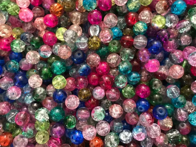 Crystal Glass Czech Beads, Round, 8 Mm, Crackle  200 Charms Spacers Findings