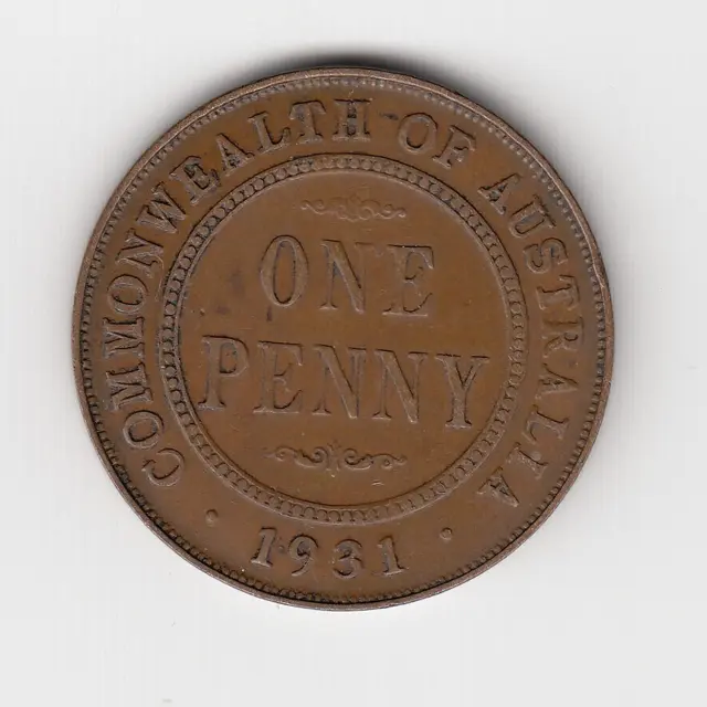 1931M Kgv Australia Penny - 6 Pearls - Great Low Mintage Coin