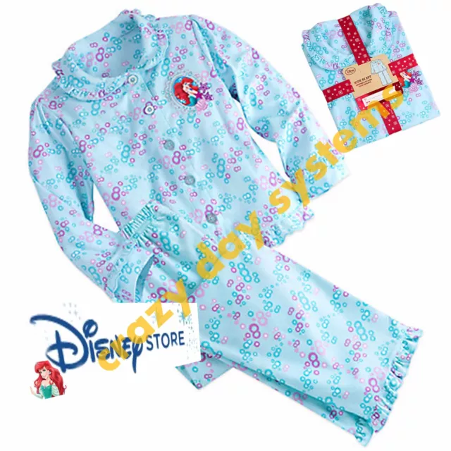 Disney Store Ariel The Little Mermaid 2 Pc  L/S Top Pants Pajama Set 5/6 Girls