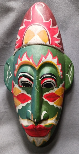 African Hand Carved Wood Tribal Mask Wall Decor Hand Painted Colorful