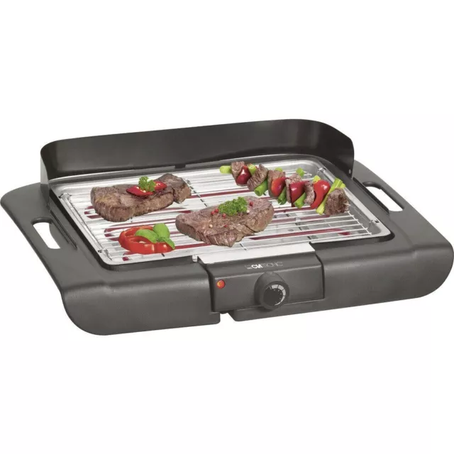 Clatronic BQ3507 Elektro Tischgrill mit Windschutz, mit manueller Temperature