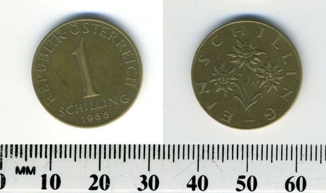 Austria 1966 - 1 Schilling Aluminum-Bronze Pre-Euro Coin  - Edelweiss flower