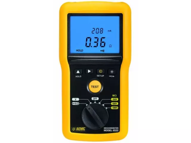 AEMC 6522 - Megohmmeter (Digital w/ Analog Bargraph, 250V, 500V, 1000V, Continui