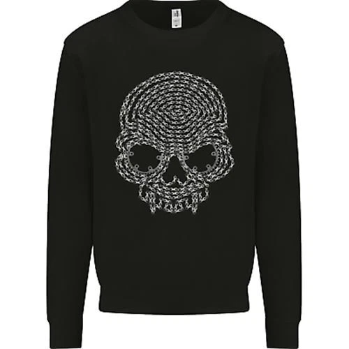 Skull of Chains Biker Motorcycle Motorbike Kids Sweatshirt Jumper