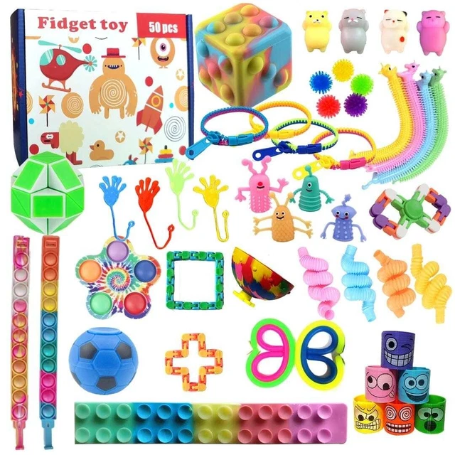 50PSC FIDGET TOYS Box Bundle Pack Push Pop Soft Toy Birthday Gift UK