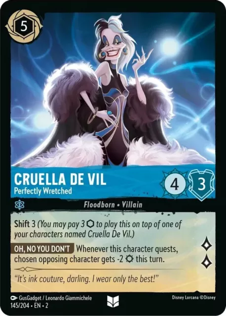 Cruella De Vil Perfectly Wretched 145 (Regular) Lorcana Rise of the Floodborn NM