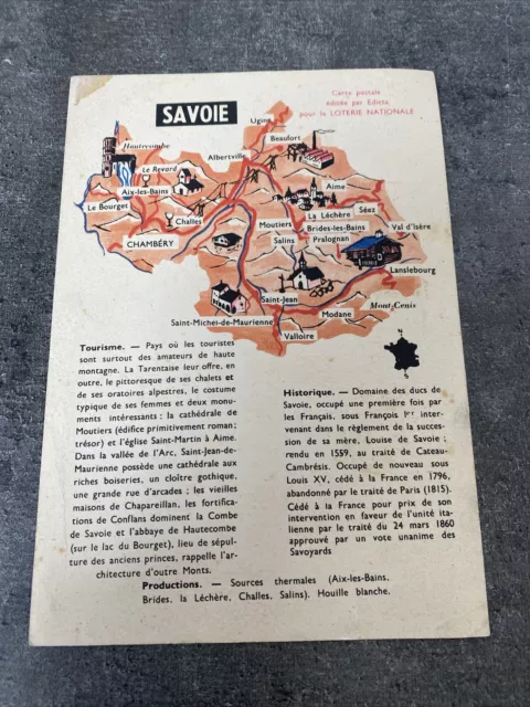 Ancienne Carte Postale Savoie Édition Edicta Loterie Nationale Souvenir
