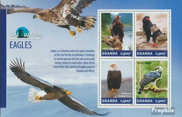 Briefmarken Uganda 2014 Mi 3260-3263 Kleinbogen  postfrisch Vögel