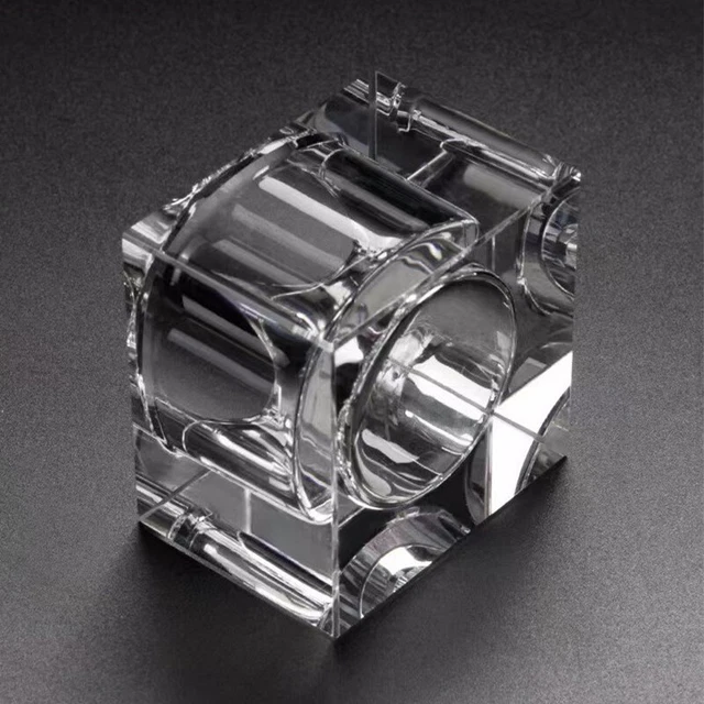Square Glass Crystal Dappen Dish Cup Metal Lid Acrylic Liquid Powder Containe EI