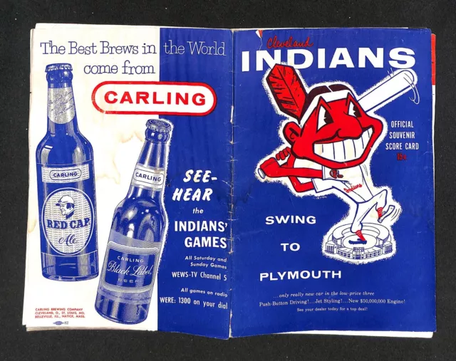 April 1956 DETROIT TIGERS  vs. CLEVELAND INDIANS scorecard