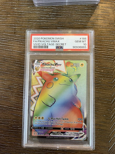 RAINBOW PIKACHU VMAX PSA 10 Carta Pokémon 188/185 Vivida Tensione ...