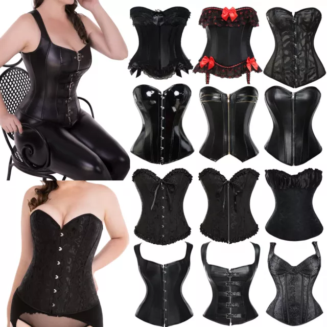 Women Lace-up Bustier Corset Dress Gothic Burlesque Basque Costume Lingerie Sexy