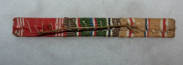 ORIGINAL WW2 US Army Veteran Three-Ribbon Rack w/long pin fastener ...