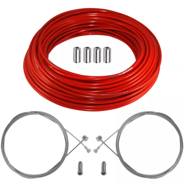 Kit Cable Gaine De Frein Teflon Rouge Avant Arriere Velo Route Vtt Universel