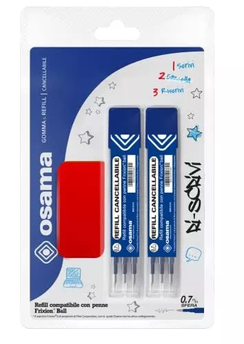 Osama - Kit avec Recharge Stylo Frixion 2 Pièces 0.7 mm + Gomme pour Stylo Ef...