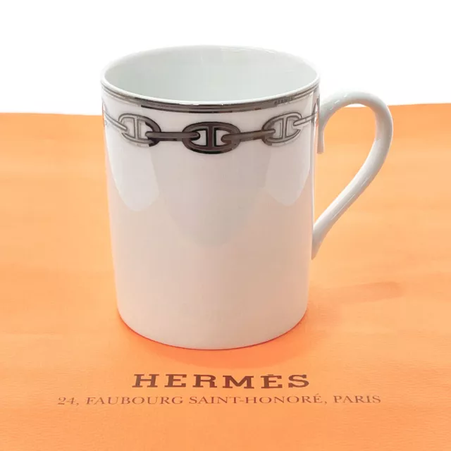 HERMES Taza Drinkware Chaine d'ancre Porcelana blanco/oro unisex 2
