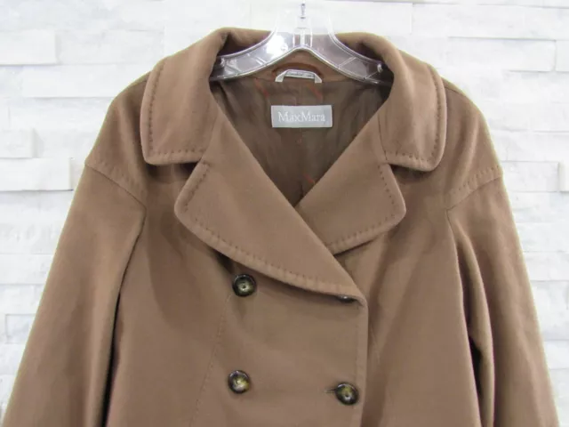 Max Mara Teddy Bear Brown Plush Wool Classic A-Line Peacoat Jacket Coat US 8 2