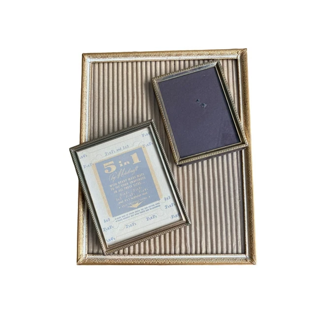 3 Vintage Ornate Brass Metal Mid Century Modern TableTop Picture Frame