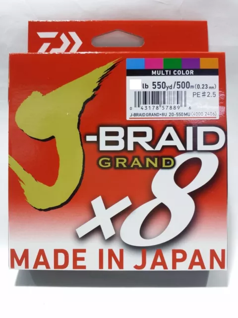 Brand New - Daiwa J Braid Grand x8 500m Multi Colour Braid Fishing Line - Choose