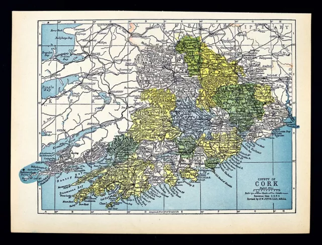 1900 Ireland Map Cork County Mallow Macroom Midleton Skibbereen Blarney Fermoy