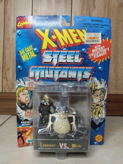 New 1994 Toy Biz Marvel X-Men Steel Mutants Die Cast Longshot Vs. Mojo Figures