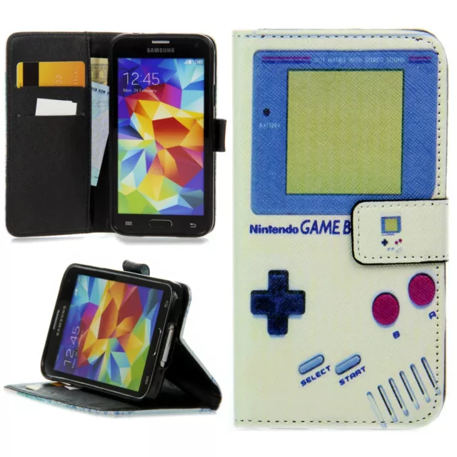 Schale Flip Handy Schutz Hülle Cover Case Klapp Etui mit Motiv Gameboy Nintendo