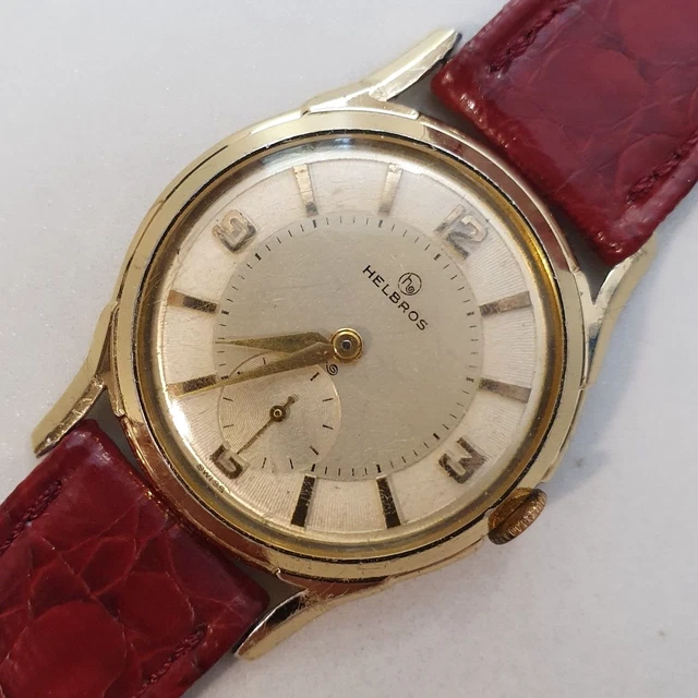 Montre Mécanique HELVA Swiss Made Pour Femme - Cadran Doré, Bracelet Cuir Noir