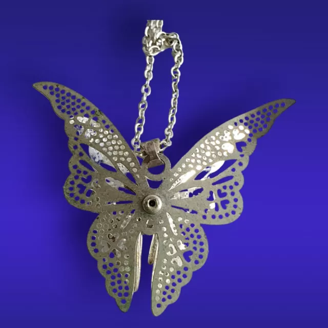 VINTAGE DELICATE FINE Sterling Silver Filigree Butterfly Necklace ...