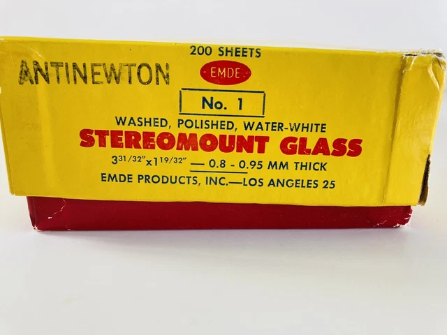 Cubiertas de vidrio de montaje estéreo EMDE para diapositivas estéreo realistas. No. 1 Antinewton