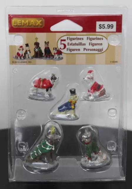 5 DOG FIGURINES Lemax Christmas Canines Village Houses Accessories Pups Holiday