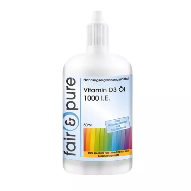 Huile de vitamine D3 1000 UI par goutte - 50 ml de cholécalciférol liquide...