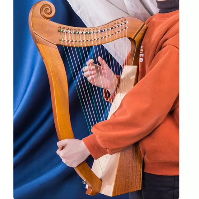 19 String Lyre Irish Harp Solid Wood Veneer Lyre Stringed Lever Harps Instrument 2