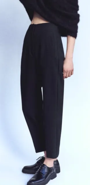 ZARA Women’s PANTS WITH A HIGH WAIST 1608/332 Black Size S New With Tags