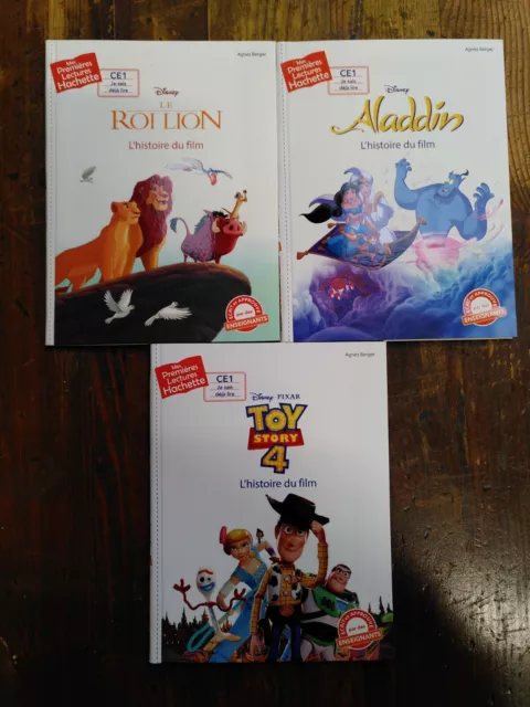 Lot 3 livres DISNEY lecture CE1 - Le Roi Lion, Aladdin, Toy Story 4 - Hachette