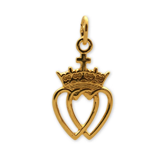 Pendentif Double Cœur 10 Mm - Plaqué Or Laminé, Unisexe, Neuf Avec étiquettes