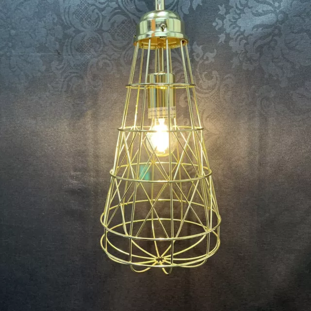 Contemporary Gold Wire Frame Retro Styled Hanging Swag Pendant Lamp Light