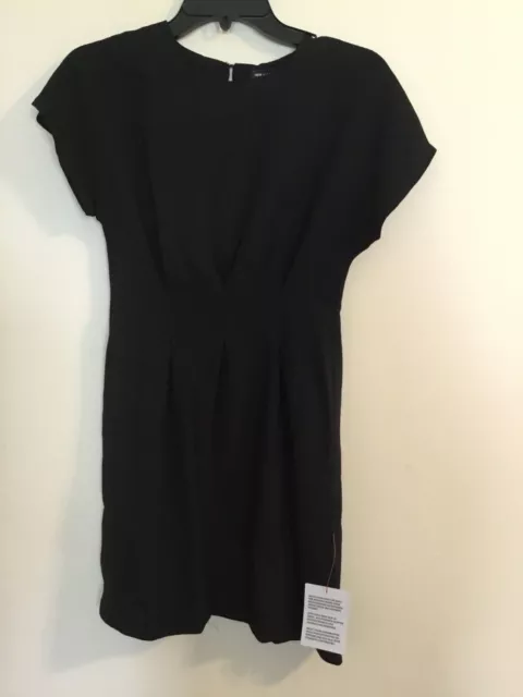 Women's ASOS Nipped In Waist Short Sleeve Mini Dress, Size 00 {US} Petite -Black