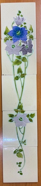 Art Deco NOUVEAU FIRPLACE TILES MAJOLICA ANTIQUE RARE VINTAGE ENGLAND COLLECTIBL