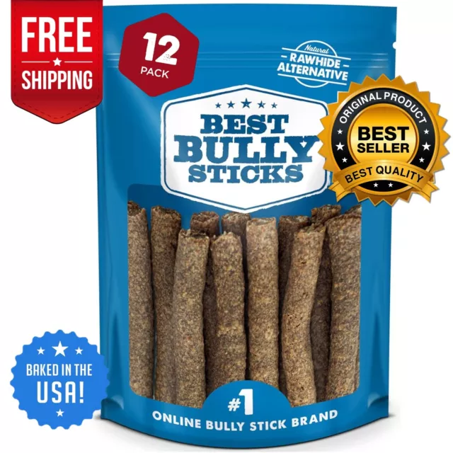 Premium Hickory Smoked Real Beef Dog Treats - Bully Snap Stick, 12 Pack - Reward