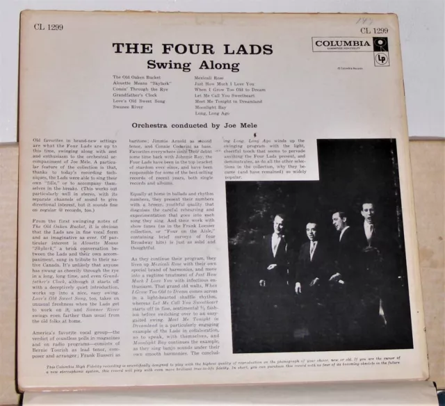 The Four Lads - Swing Along - 1959 Promo LP Record Album - Vinyl Excellent 2